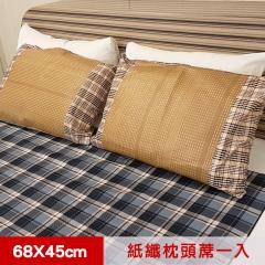 【凱蕾絲帝】台灣製造~英倫粉格軟枕專用透氣紙纖枕頭涼蓆(1入)涼夏特價~~售完為止