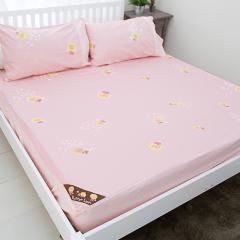 【奶油獅】怡情葉語系列-台灣製造-100%精梳純棉床包三件組(粉紅)－雙人加大6尺
