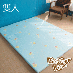 【奶油獅】正版授權-台灣製造-葉語純棉紙纖三合一記憶床墊-雙人5尺(水藍)