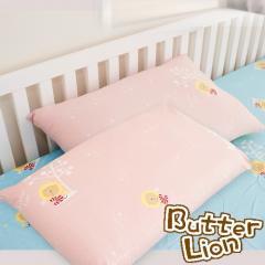 【奶油獅】正版授權~奶油獅-信封式標準枕通用純棉枕頭套(粉紅*2入)