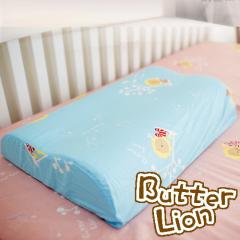 【奶油獅】正版授權~乳膠、記憶工學大枕專用100%純棉枕頭套(水藍*2入)