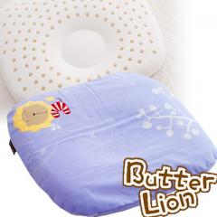 【奶油獅】馬來西亞天然乳膠新生嬰兒模塑造形圓枕(幻紫)