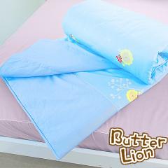 【奶油獅】怡情葉語系列-台灣製造-100%精梳純棉兩用被套(水藍)－雙人