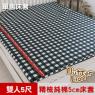 【奶油獅】格紋系列-台灣製造-100%精梳純棉5CM床墊專用布套-雙人5尺(黑)