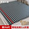 【奶油獅】格紋系列-台灣製造-100%精梳純棉5CM床墊專用布套-雙人加大6尺(黑)