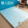 【奶油獅】正版授權-台灣製造-葉語純棉紙纖三合一記憶床墊-雙人加大6尺(水藍)