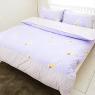 【奶油獅】素雅葉語系列-100%精梳純棉-床包兩用被套四件組(幻紫)-雙人5尺